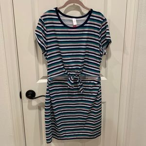 No Boundaries Green and Pink Stripe Bare Midriff Dress *Size 2XL* but fits XL